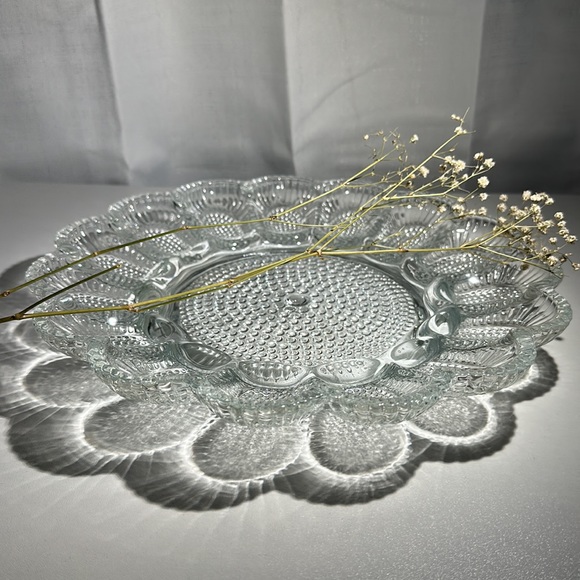 Vintage 1960s Indiana Clear Glass Hobnail Deviled Egg Dish - Picture 1 of 12